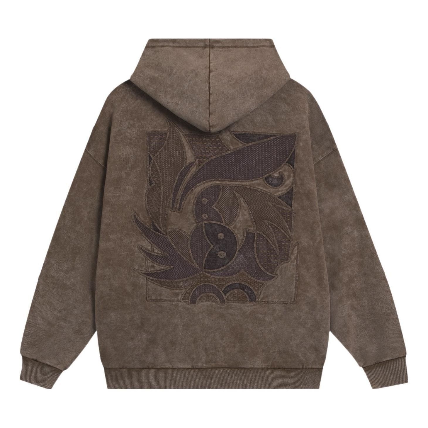 Li-Ning Embroidered Logo Washed Hoodie 'Brown' AWDSD13-2 sold by KicksCrew product image thumbnail 2