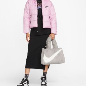 Nike NSW Faux Fur Tote Bag 'Grey White' DQ5804-012 sold by KicksCrew