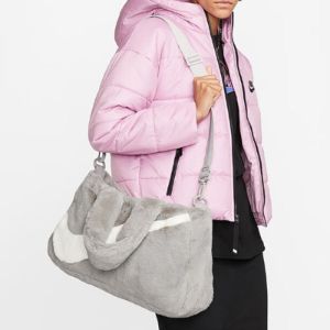 Nike NSW Faux Fur Tote Bag 'Grey White' DQ5804-012 sold by KicksCrew
