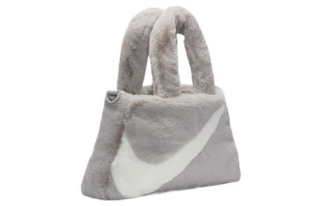 Nike NSW Faux Fur Tote Bag 'Grey White' DQ5804-012 sold by KicksCrew