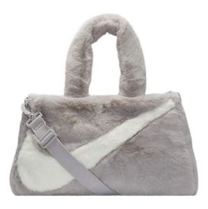 Nike NSW Faux Fur Tote Bag 'Grey White' DQ5804-012 sold by KicksCrew
