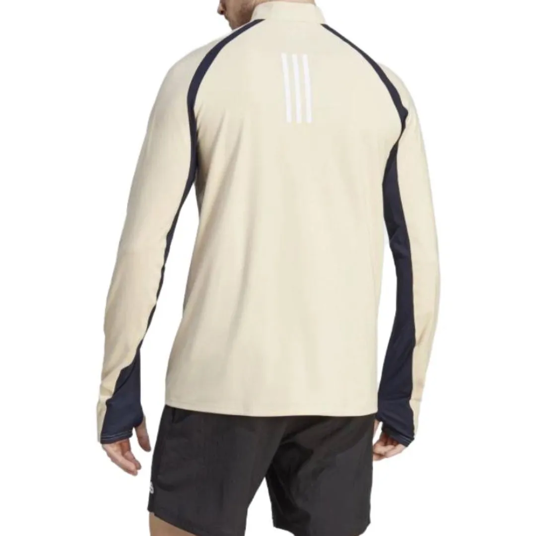 adidas Boston Marathon 1/2-Zip Long Sleeve Running T-Shirt 'Beige Black' HY3259 sold by KicksCrew product image thumbnail 2