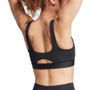 (WMNS) adidas Training Light-Support Ribbed Bra 'Black' HZ9024 sold by KicksCrew