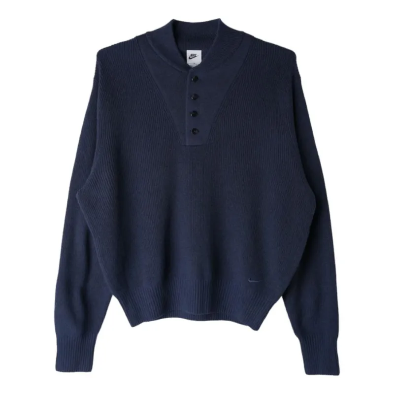 Nike Life Long Sleeve Military Henley Sweater 'Obsidian' FN3119-451 sold by KicksCrew