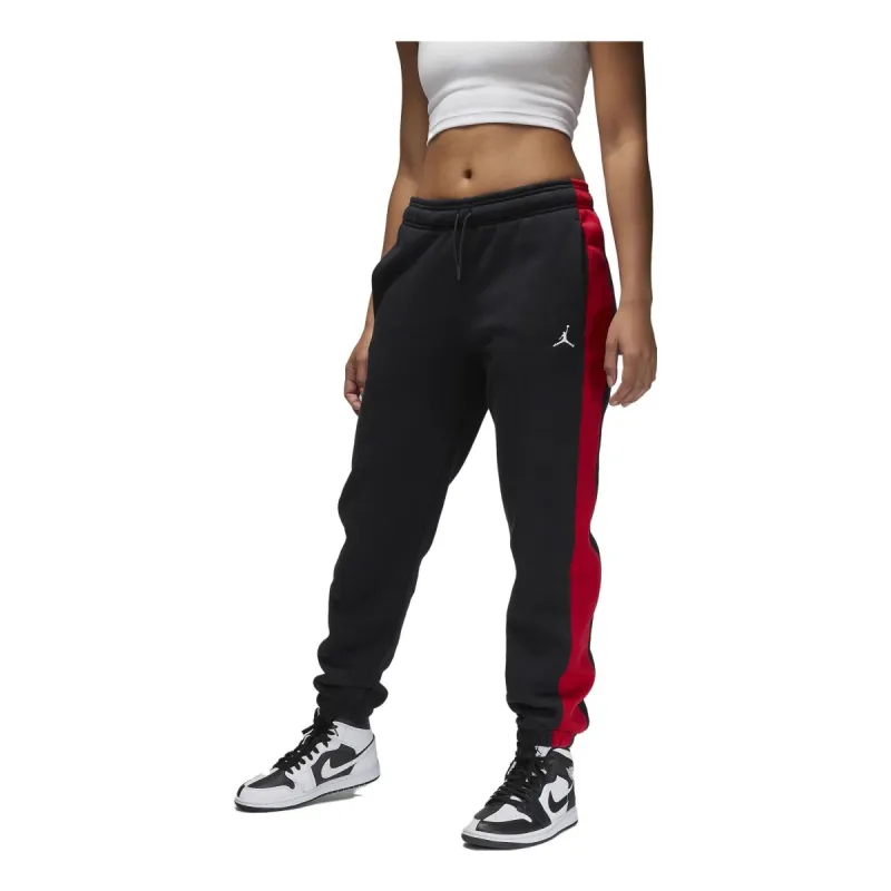 (WMNS) Air Jordan Brooklyn Fleece Pants 'Black Red White' FB5171-010 sold by KicksCrew