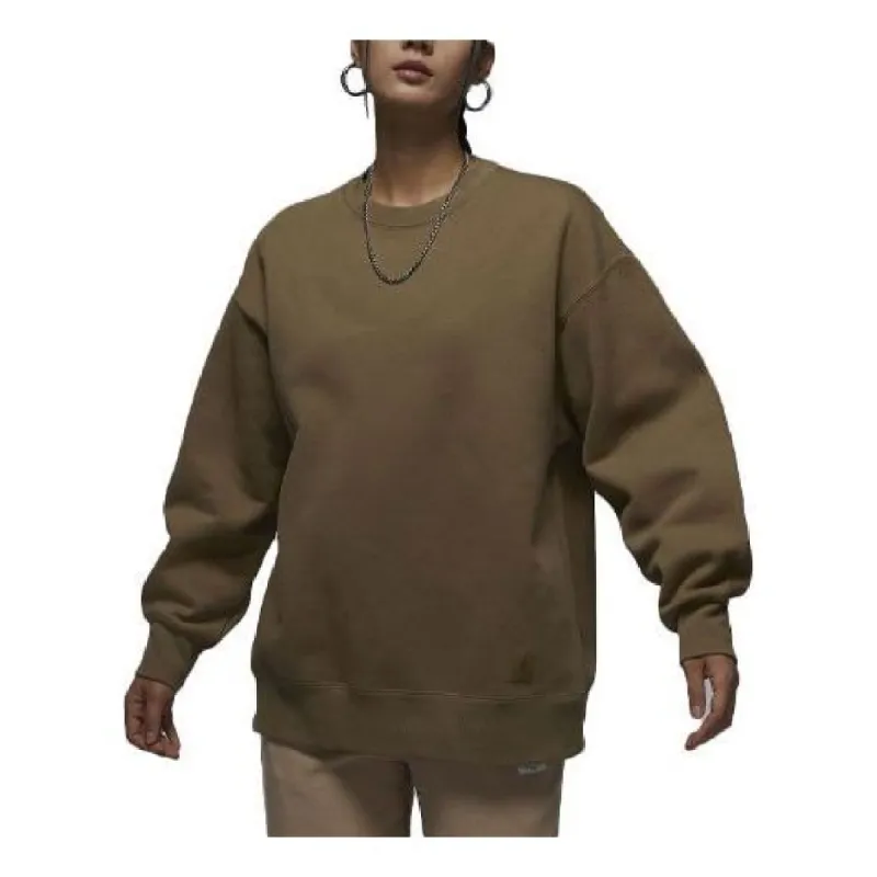 (WMNS) Air Jordan Flight Fleece Crewneck Sweatshirt 'Olive Brown' FB5117-395 sold by KicksCrew