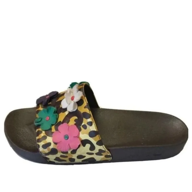 adidas adilette Jeremy Scott Leopard Floral 'Brown Yellow' S77797 sold by KicksCrew