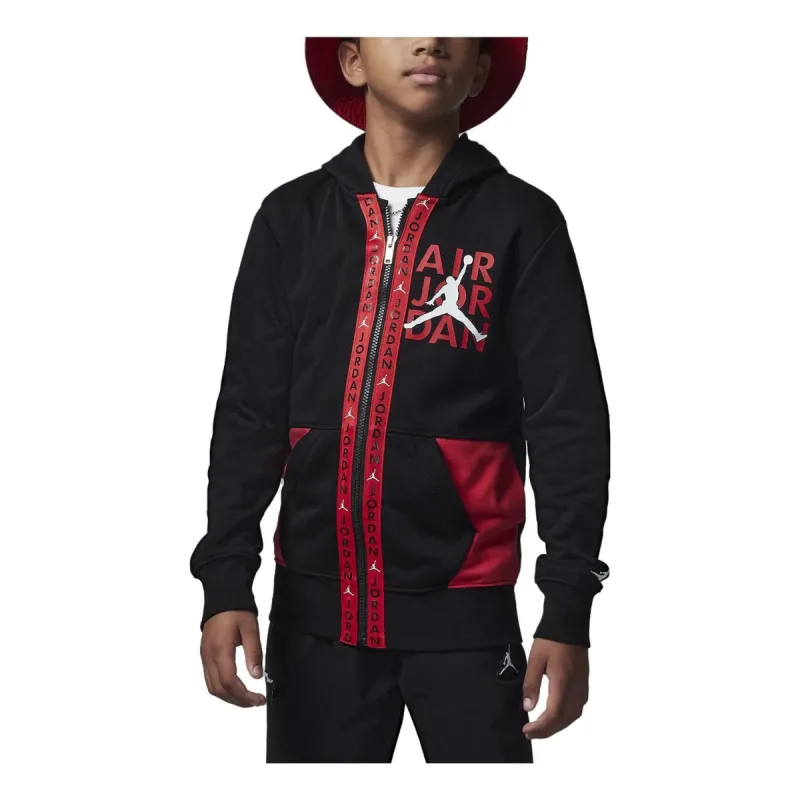 (GS) Air Jordan Vert Tape Full-Zip Hoodie 'Black' FB1649-010 sold by KicksCrew