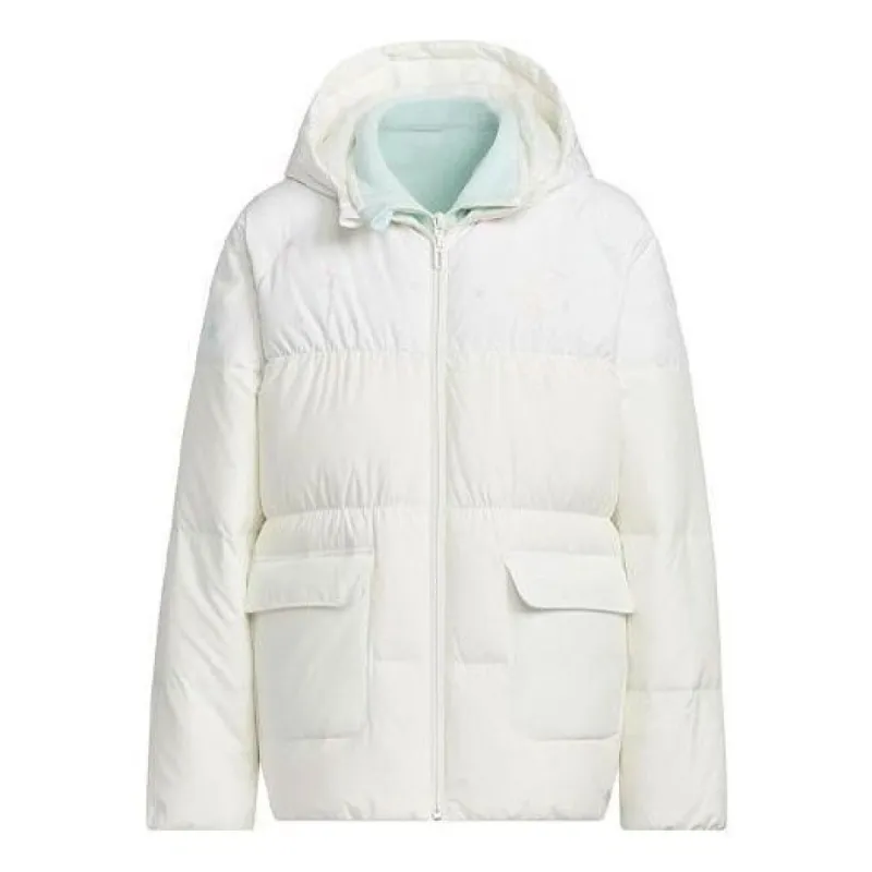 (GS) adidas Originals 2-In-1 Down Jacket 'White Green' IQ1358 sold by KicksCrew