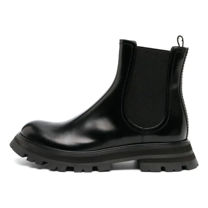 (WMNS) Alexander McQueen Wander Chelsea Leather Boots 'Black' 757487WIDU1 made by Alexander McQueen