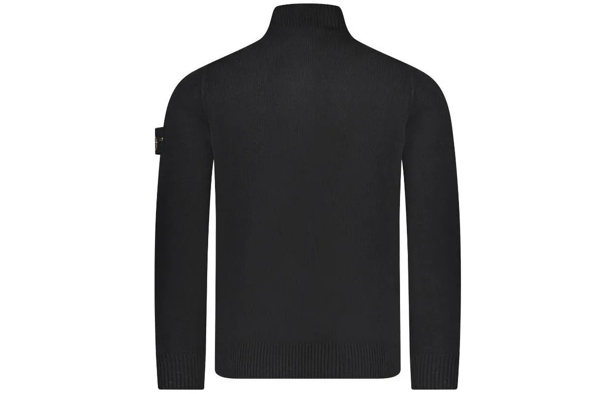 STONE ISLAND Wappen Patch High Neck Half Button Knit 'Black' 7915540A3-A0029 sold by KicksCrew product image thumbnail 2