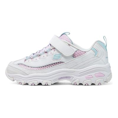 (GS) Skechers Dlites Chunky Shoes 'White Pink Blue' 319001L-WMLT sold by KicksCrew