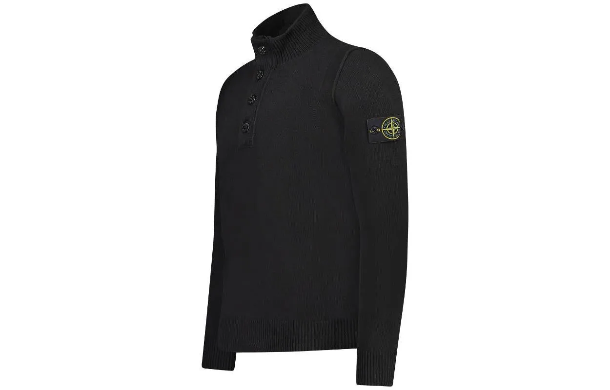 STONE ISLAND Wappen Patch High Neck Half Button Knit 'Black' 7915540A3-A0029 sold by KicksCrew product image thumbnail 3