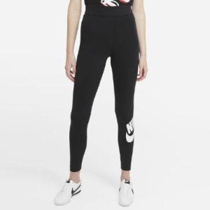 (WMNS) Nike Sportswear Essential High-Waisted Logo Leggings 'Black White' CZ8528-010 sold by KicksCrew
