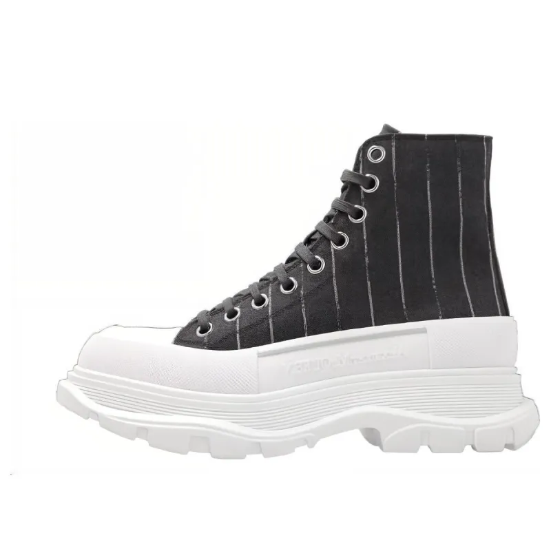 (WMNS) Alexander McQueen Tread Slick Lace Up Ankle Sneakers 'Black Striped' 766898W4XA11678 made by Alexander McQueen
