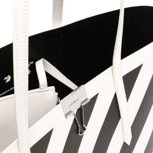 Off-White Binder Shopper Bag 'White Black' OWNA142R21LEA0010110 sold by KicksCrew