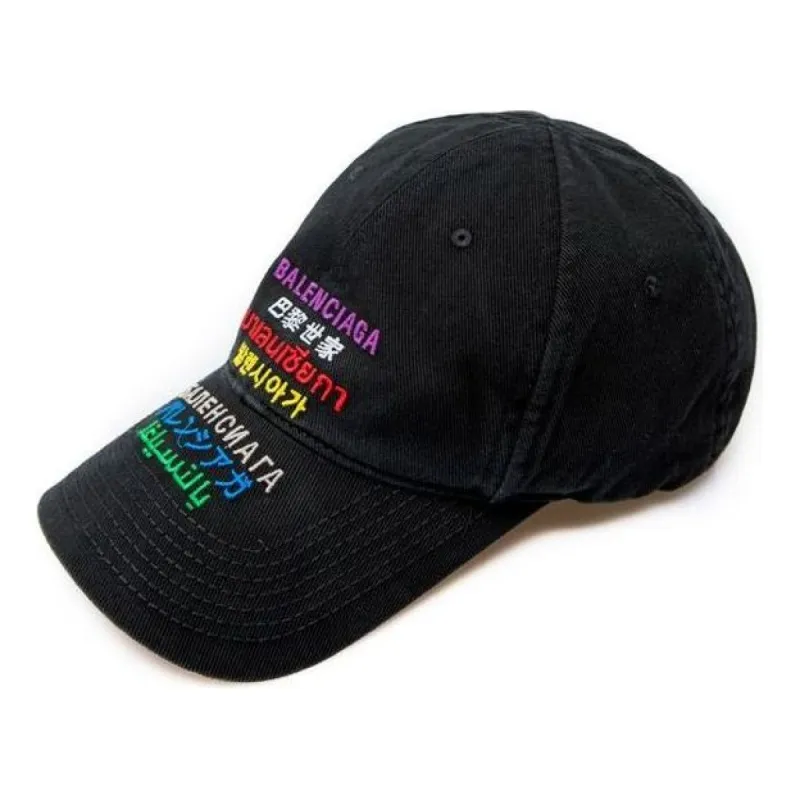 Balenciaga Languages Logo Cap 'Black Multicolor' 641238-410B2-1098 sold by KicksCrew