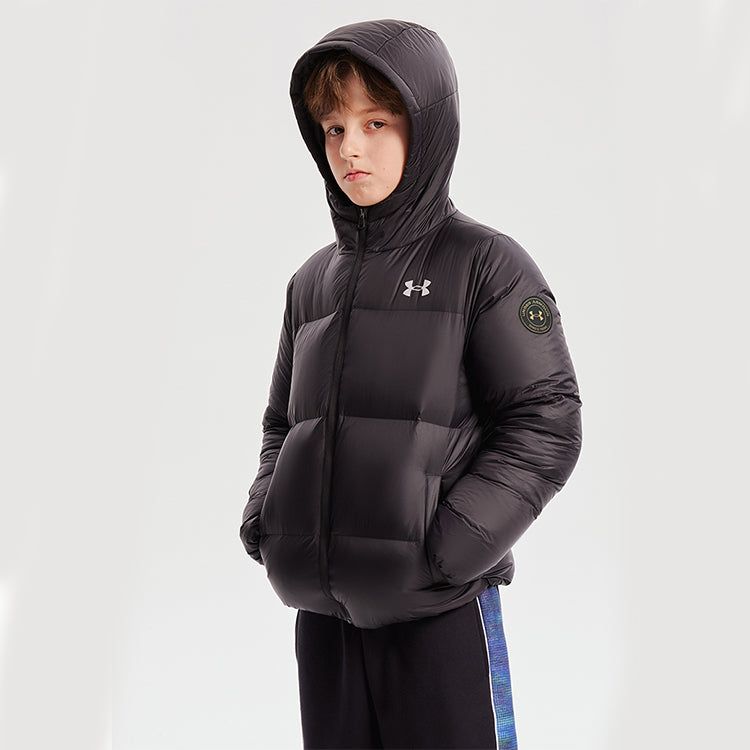 (GS) Under Armour Warm Hooded Short-Length Down Jacket 'White Black' 224210605 sold by KicksCrew product image thumbnail 3