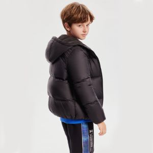 (GS) Under Armour Warm Hooded Short-Length Down Jacket 'White Black' 224210605 sold by KicksCrew