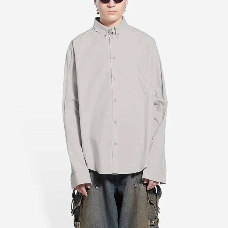 Balenciaga Cotton Shirt Large Fit 'Cement Grey' 681688TKM102967 sold by KicksCrew product image thumbnail 4