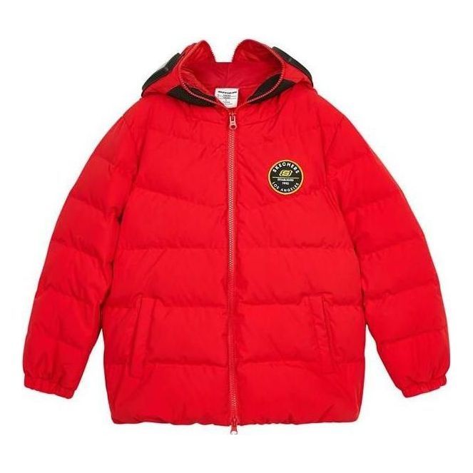 (GS) Skechers Logo Printed Down Jacket 'Red Black Blue Green' L321B089 sold by KicksCrew