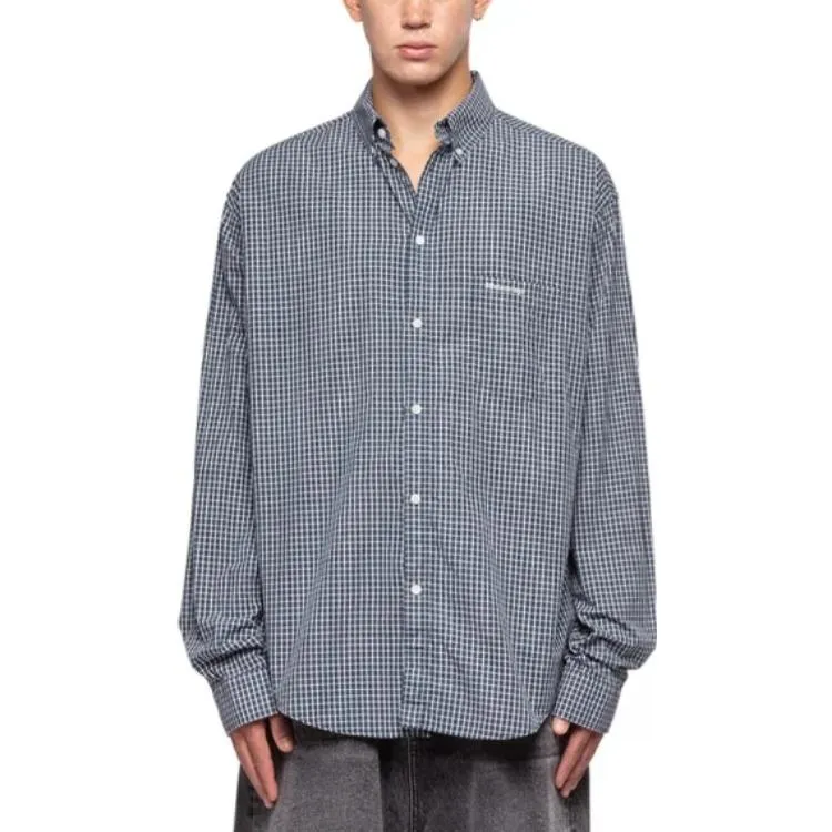 Balenciaga Checked Long Sleeve Shirt 'Blue' 690340TMM373768 sold by KicksCrew product image thumbnail 2