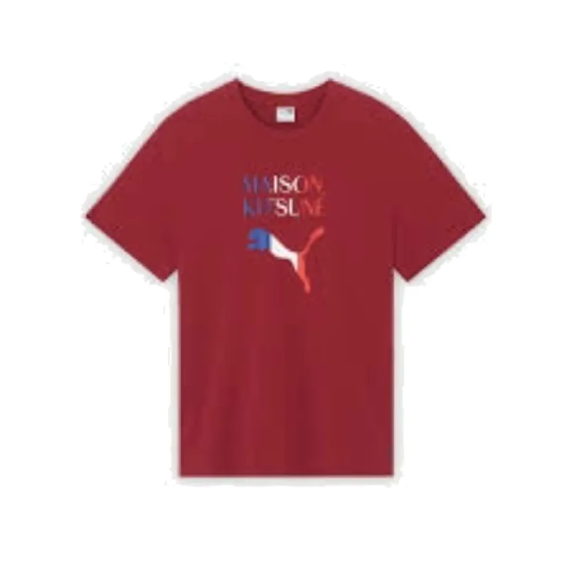 PUMA x Maison Kitsuné Logo Print Oversized T-Shirt 'Burgundy' SPPMU00102 sold by KicksCrew