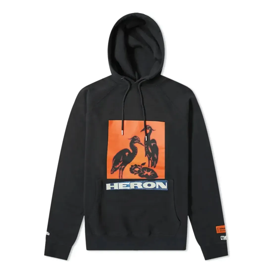 HERON PRESTON Heron Pop Over Hoodie 'Black Orange' HMBB001F198080030488 sold by KicksCrew