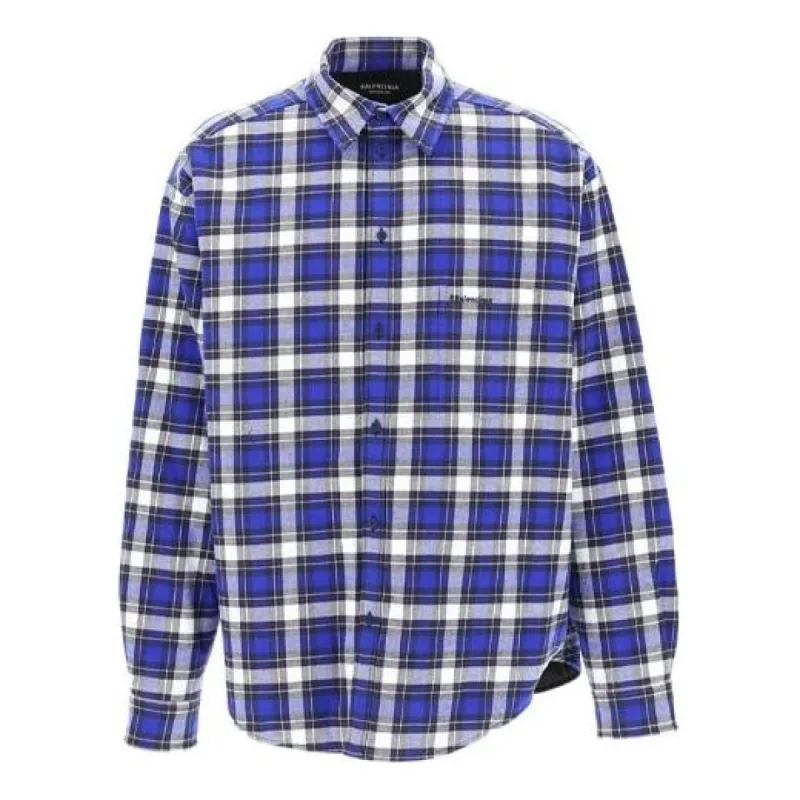 Balenciaga Checkered Flannel Padded Shirt 'Blue' 642339TKM274202 sold by KicksCrew