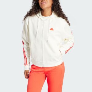 (WMNS) adidas Future Icons 3-Stripes Full Zip Hoodie 'White Bright Red' IS3679 sold by KicksCrew