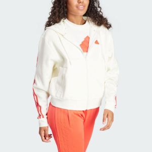(WMNS) adidas Future Icons 3-Stripes Full Zip Hoodie 'White Bright Red' IS3679 sold by KicksCrew