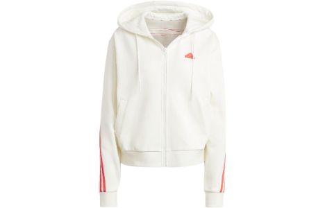 (WMNS) adidas Future Icons 3-Stripes Full Zip Hoodie 'White Bright Red' IS3679 sold by KicksCrew