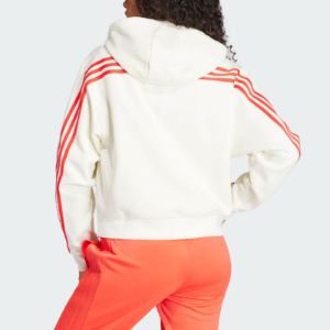 (WMNS) adidas Future Icons 3-Stripes Full Zip Hoodie 'White Bright Red' IS3679 sold by KicksCrew