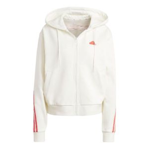 (WMNS) adidas Future Icons 3-Stripes Full Zip Hoodie 'White Bright Red' IS3679 sold by KicksCrew