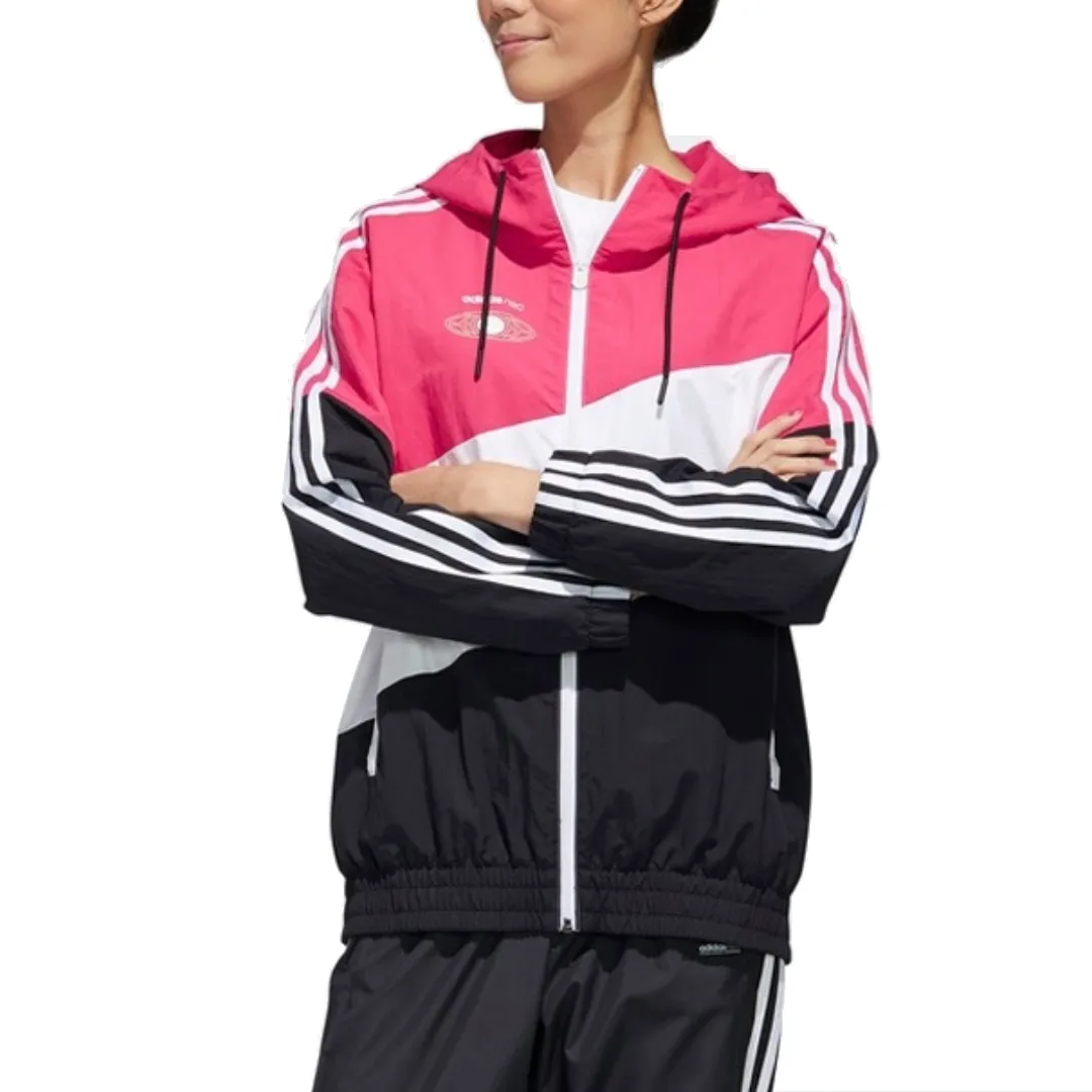 (WMNS) adidas Neo Windproof Hooded Jacket 'Pink White Black' GM2318 sold by KicksCrew product image thumbnail 3