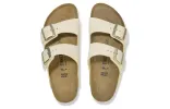 (WMNS) Birkenstock Arizona Nubuk Leather Sandals 'Ecru' 1026711 sold by KicksCrew