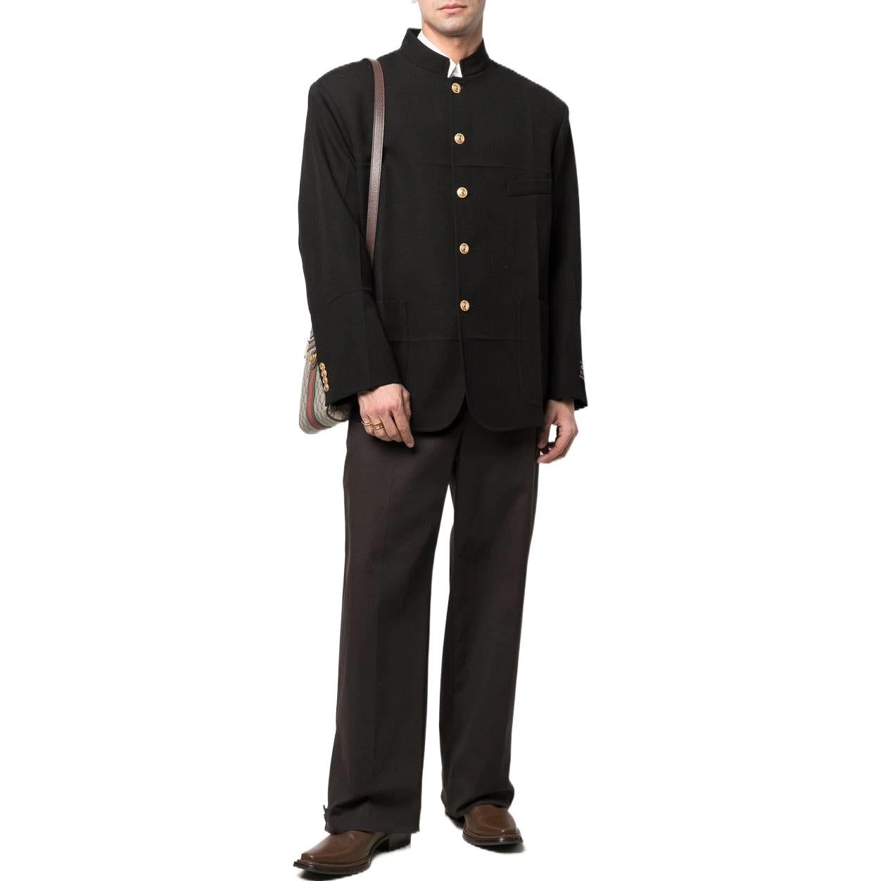 Gucci Woolen Single-Breasted Blazer 'Black' 683286-ZAHIE-1000 sold by KicksCrew product image thumbnail 2