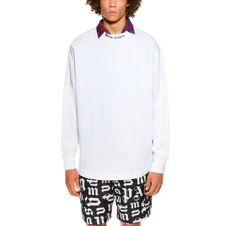 Palm Angels SS21 Classic Logo Over Long-Sleeve T-shirt 'White Black' PMAB001R21JER0010110 sold by KicksCrew product image thumbnail 3