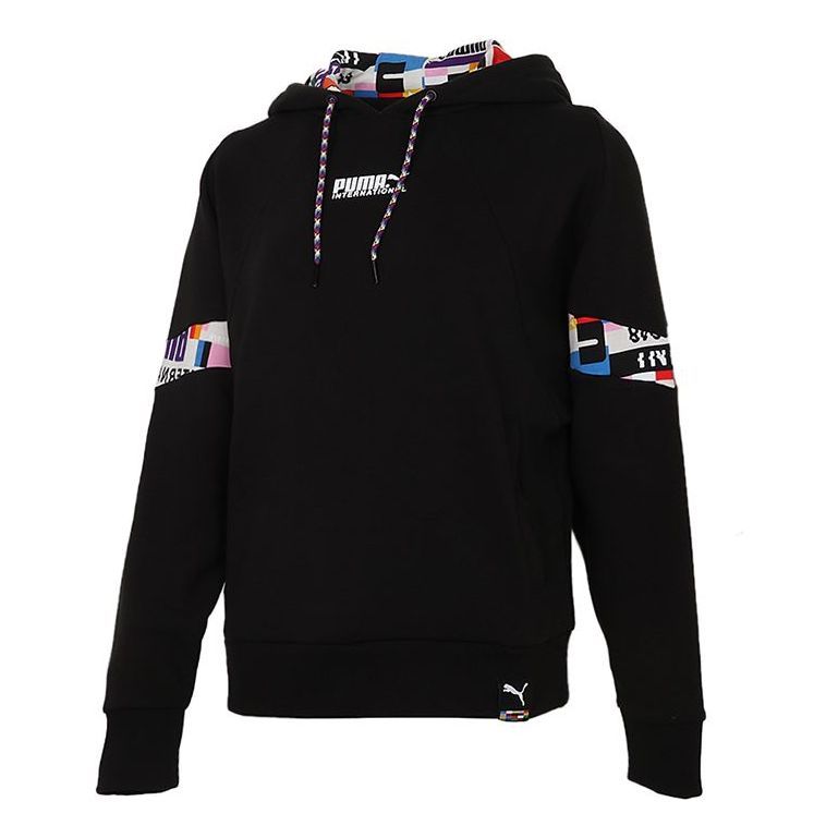 (WMNS) Puma International Hoodie 'Black White' 531351-01 sold by KicksCrew