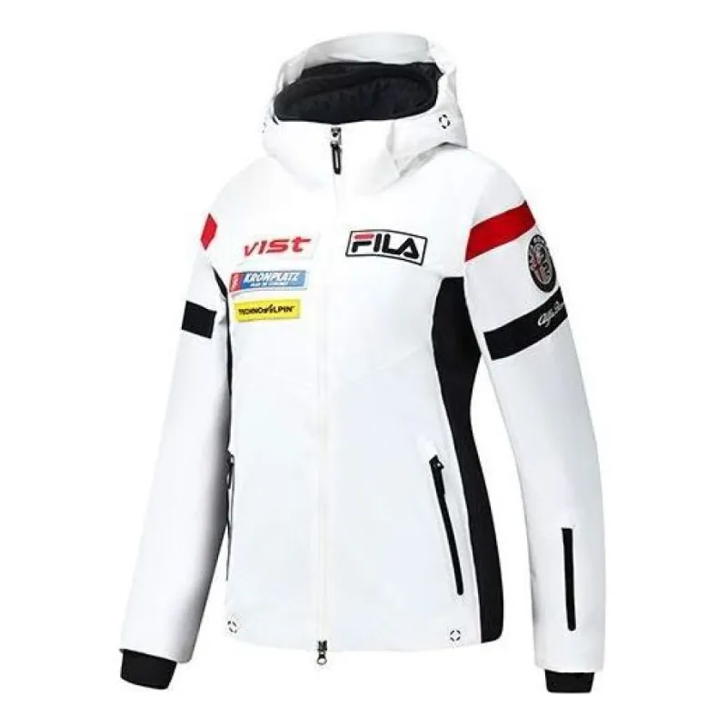 (WMNS) FILA Athletics Logo Jacket 'White Black' A11W246903F-WT sold by KicksCrew