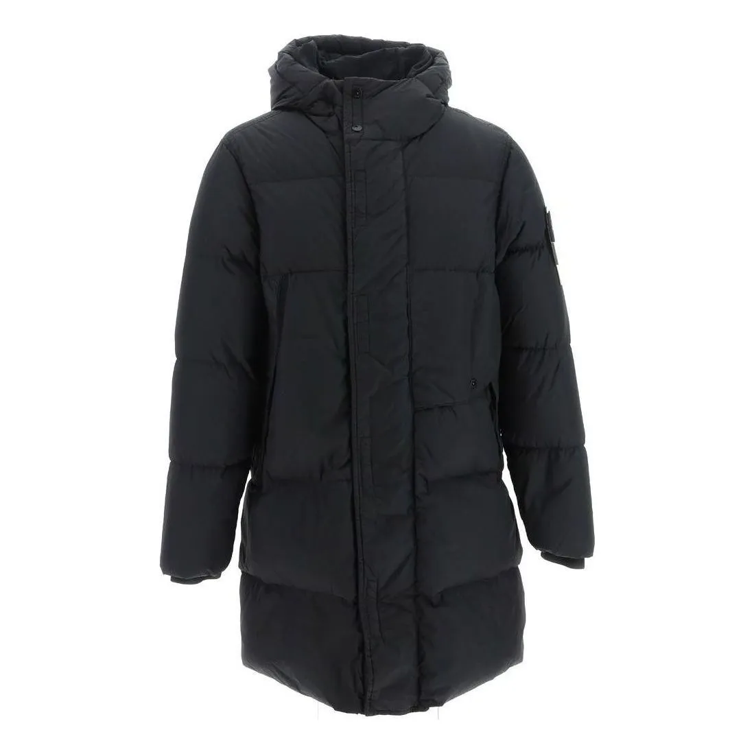 STONE ISLAND Crinkle Reps Hooded Down Long Jacket 'Black' 791570323-V0029 sold by KicksCrew