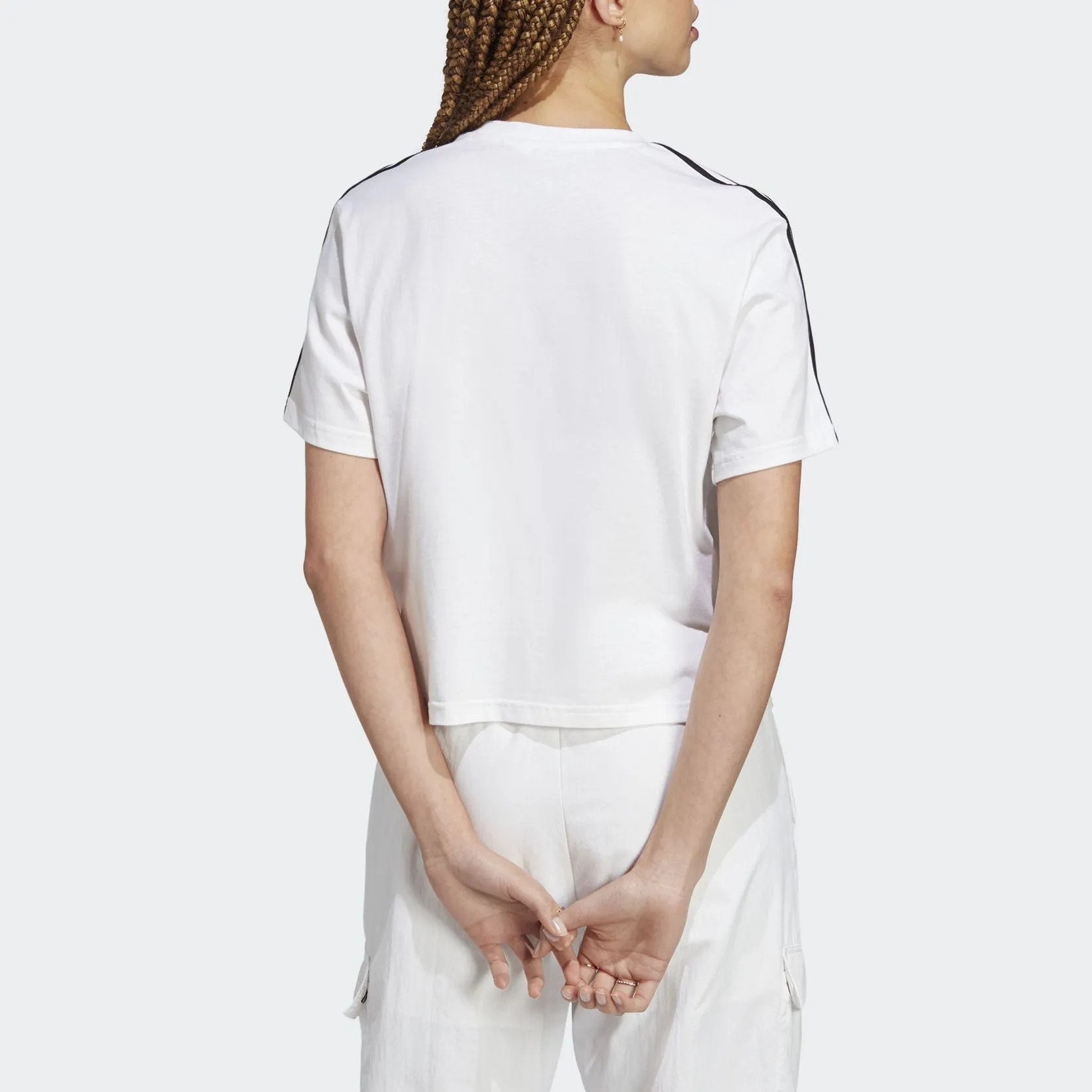 (WMNS) adidas Essentials 3-Stripes Single Jersey Crop Top Asia Sizing 'White' HR4915 sold by KicksCrew product image thumbnail 3