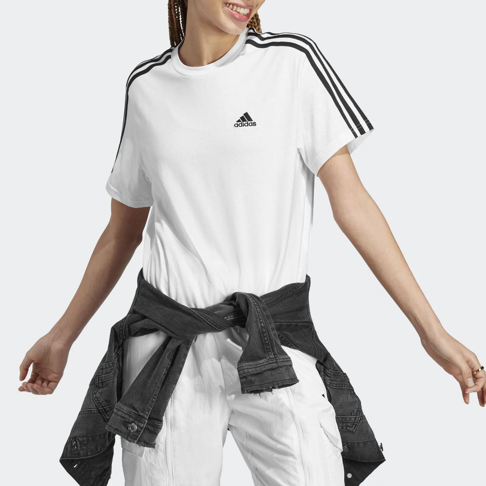 (WMNS) adidas Essentials 3-Stripes Single Jersey Crop Top Asia Sizing 'White' HR4915 sold by KicksCrew product image thumbnail 2