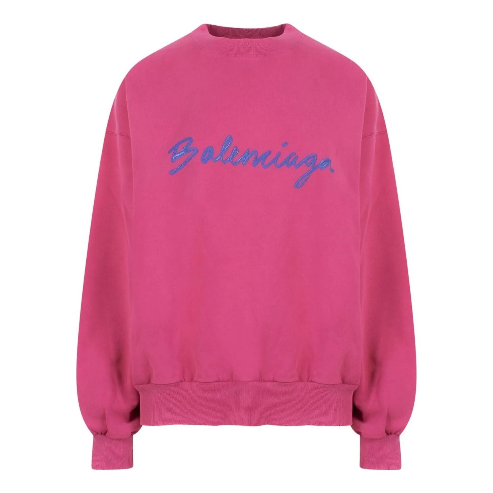 (WMNS) Balenciaga Script Logo Crewneck Sweatshirt 'Dark Fuchsia' 697869TMVB50507 sold by KicksCrew
