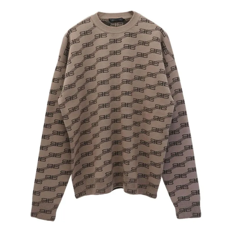 Balenciaga BB Allover Crewneck Knit Sweater 'Beige' 733859T32539378 sold by KicksCrew