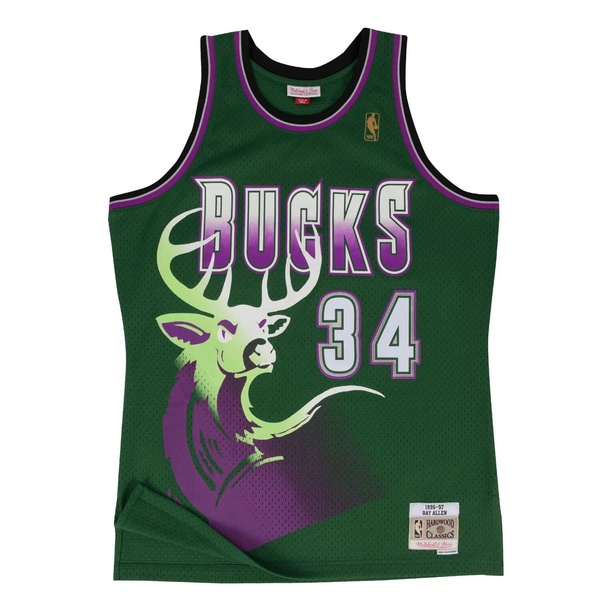 Mitchell & Ness x NBA Milwaukee Bucks 1996-97 Swingman Jersey 'Ray Allen 34' SMJYGS18181-MBUDKGNRAL96 sold by KicksCrew
