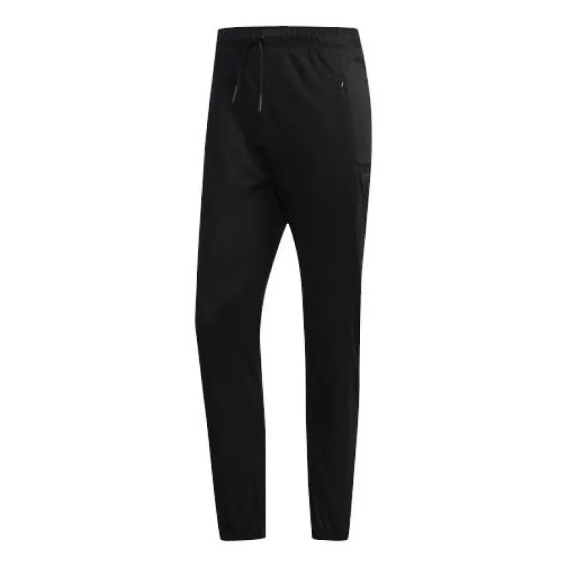 adidas neo Lacing Elastic Waistband Solid Color Athleisure Casual Sports Pants Black EI4651 sold by KicksCrew