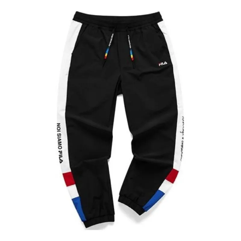 FILA FUSION Colorblock Woven Pants 'Black White' T11M121809F-BK sold by KicksCrew