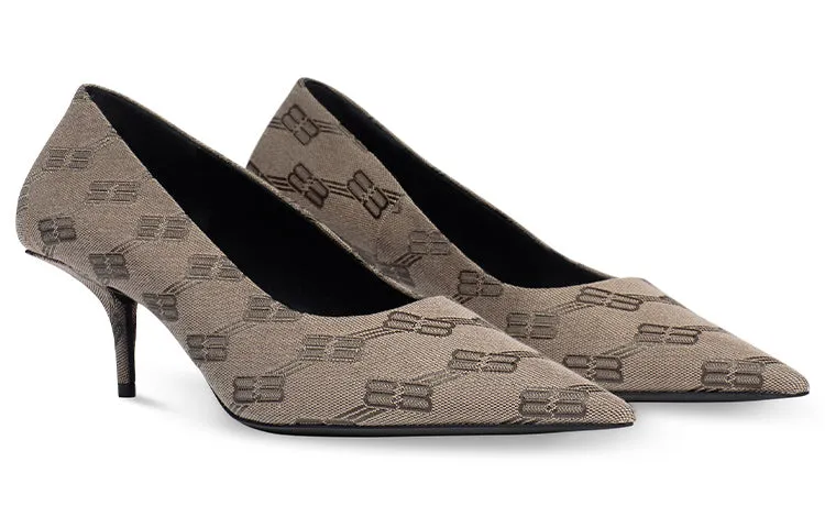 (WMNS) Balenciaga 60mm Square Knife BB Monogram pumps 'Tan' 707353W2I103020 sold by KicksCrew product image thumbnail 2