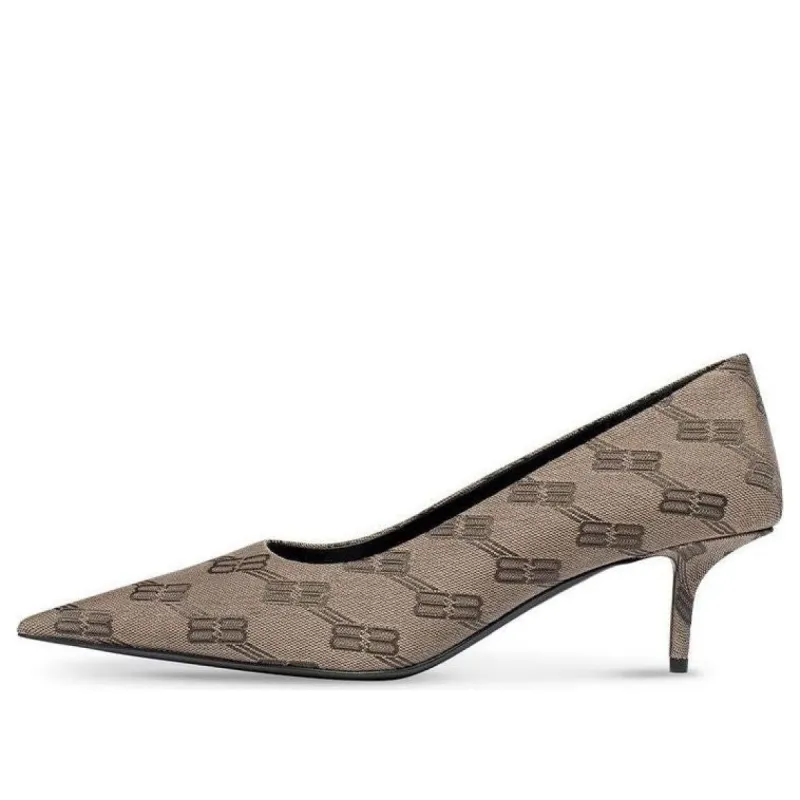 (WMNS) Balenciaga 60mm Square Knife BB Monogram pumps 'Tan' 707353W2I103020 sold by KicksCrew